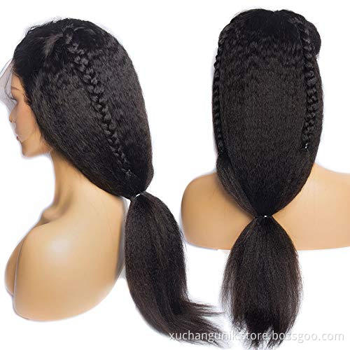 Cheap Wholesale Kinky Yaki Straight Lace Frontal Wig Raw Brazilian Virgin Human Hair Transparent Hd Full Lace Front Wig